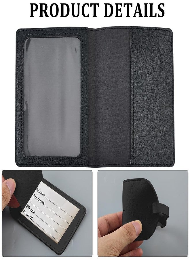 CALFOVERA 2 Sets Metallic Airplane Pattern Luggage Tag Mr and Mrs Honeymoon Passport Wallets Travel Holder PU Leather Black Couple Passport Cover Blocking Card Slots RFID Case Suitcase for Women Men - Image 5